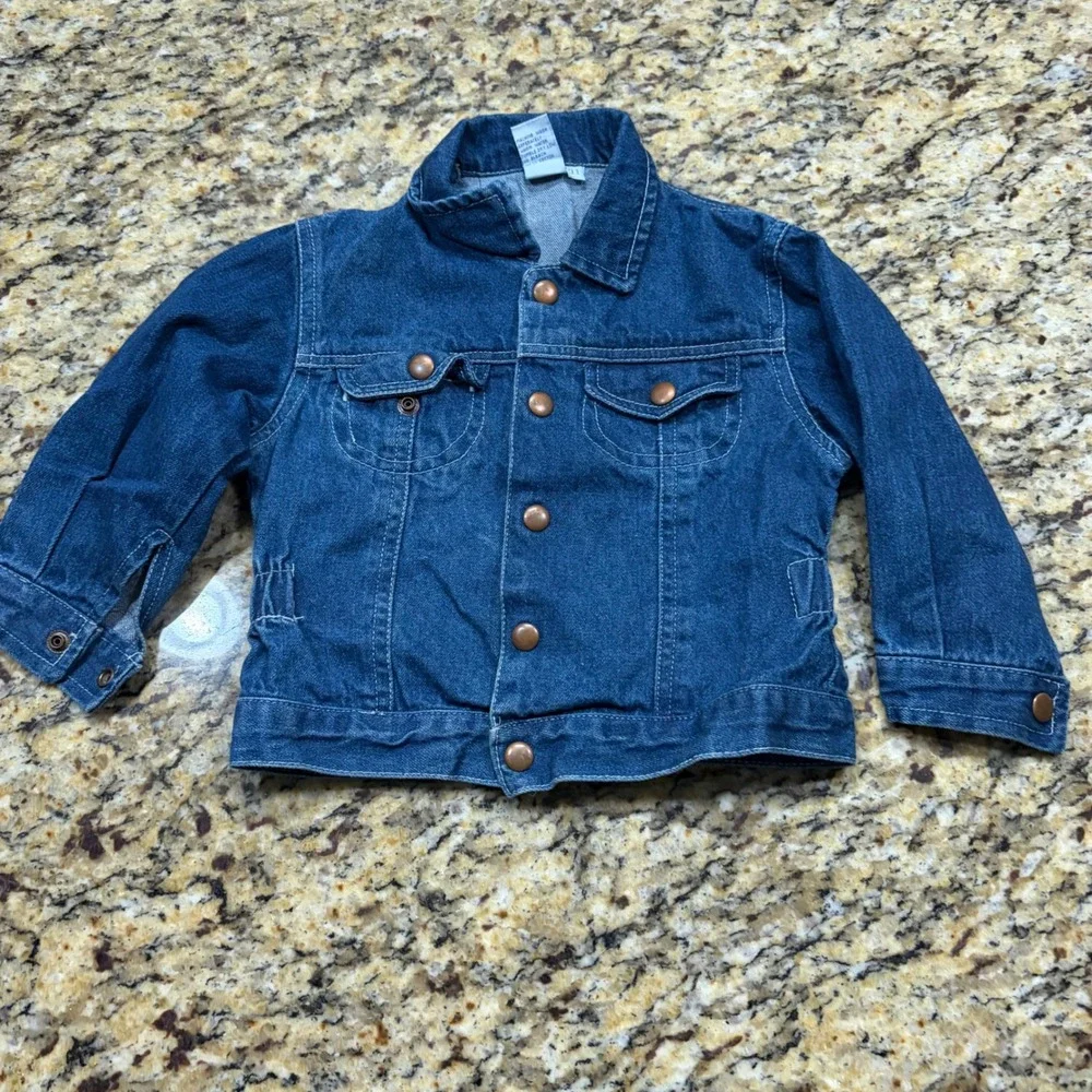 Blues In Motion Kids Vintage Denim Trucker Jacket Medium Wash Blue 3T